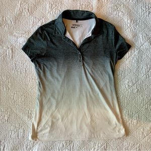 Nike golf top, dri fit material, ombré black and white